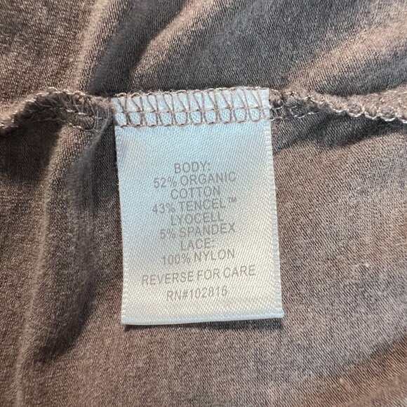 Garnet Hill Top Womens Large Taupe Dolman Lace Sleeve Organic Cotton Tencel L - Picture 9 of 10